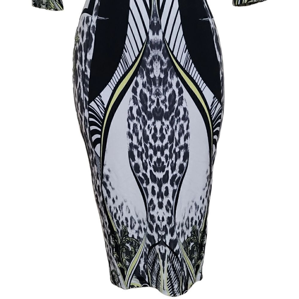 ASOS Black and White Midi Geometric 3/4 Sleeve Dress Sz 0 - Picture 4 of 9